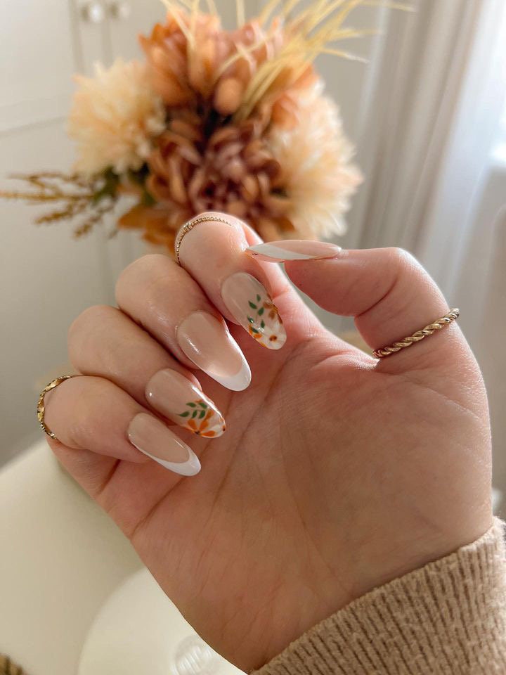 Autumnal French Tips - Luxury Press On Nails