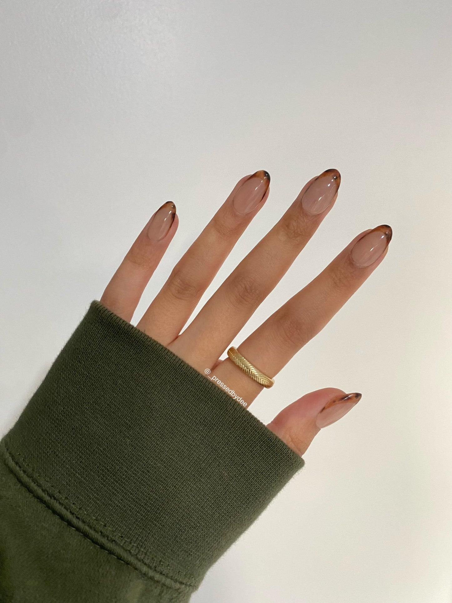 Tortoise Shell French Tips - Fall Autumnal Press on nails UK