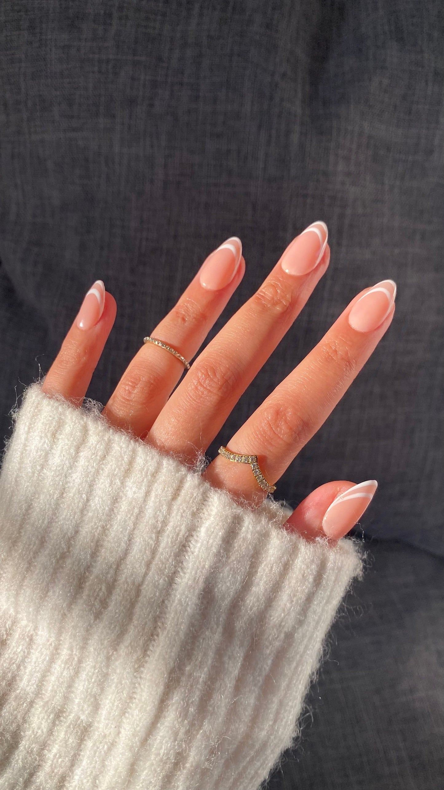 White Double French Tips - Press on nails UK