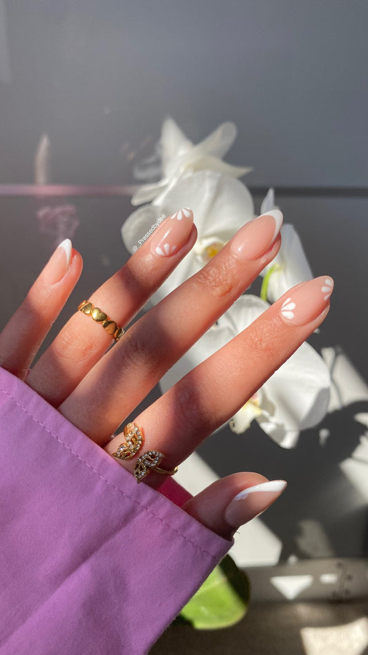 Floral French - Luxury Press On Nails