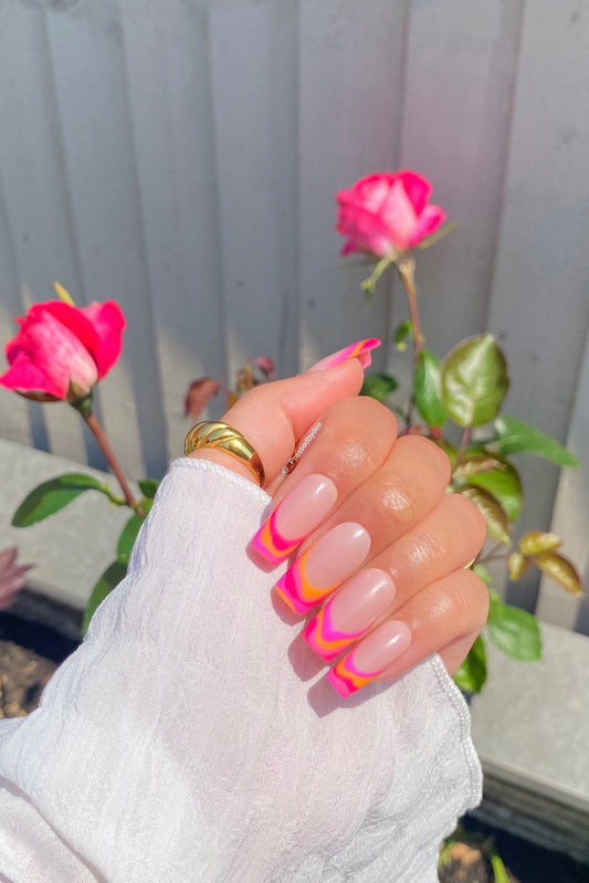 Sorbet swirls - Summer Swirls French tips - Press on nails UK