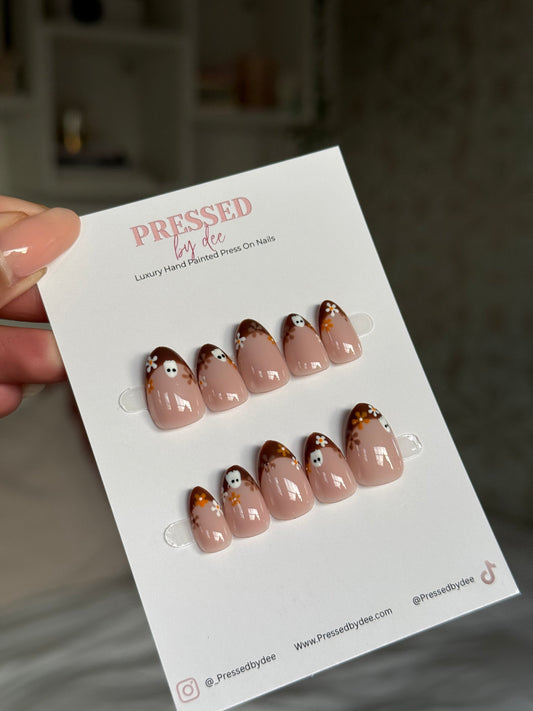 Brown Ghost French Nails - Luxury press on nails