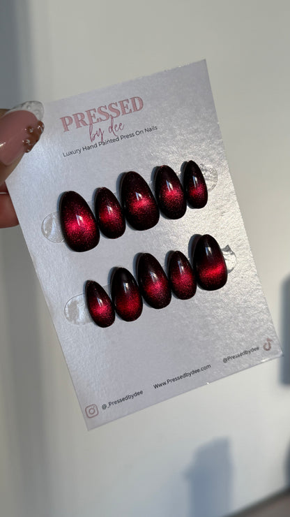 Red Glass Nails | Handpainted Press On Nails