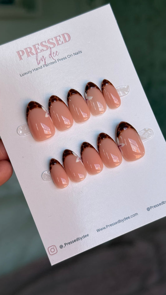 Tortoise Shell with Floral - Fall Autumnal Press on nails UK