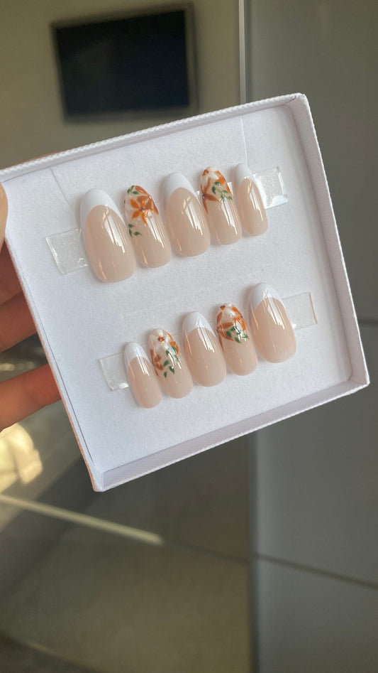 Autumnal French Tips - Luxury Press On Nails
