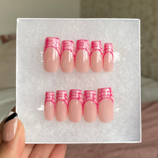 Blooming Pink Tips - Luxury Press On Nails