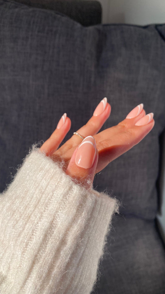 White Double French Tips - Press on nails UK