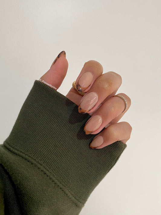 Tortoise Shell French Tips - Fall Autumnal Press on nails UK